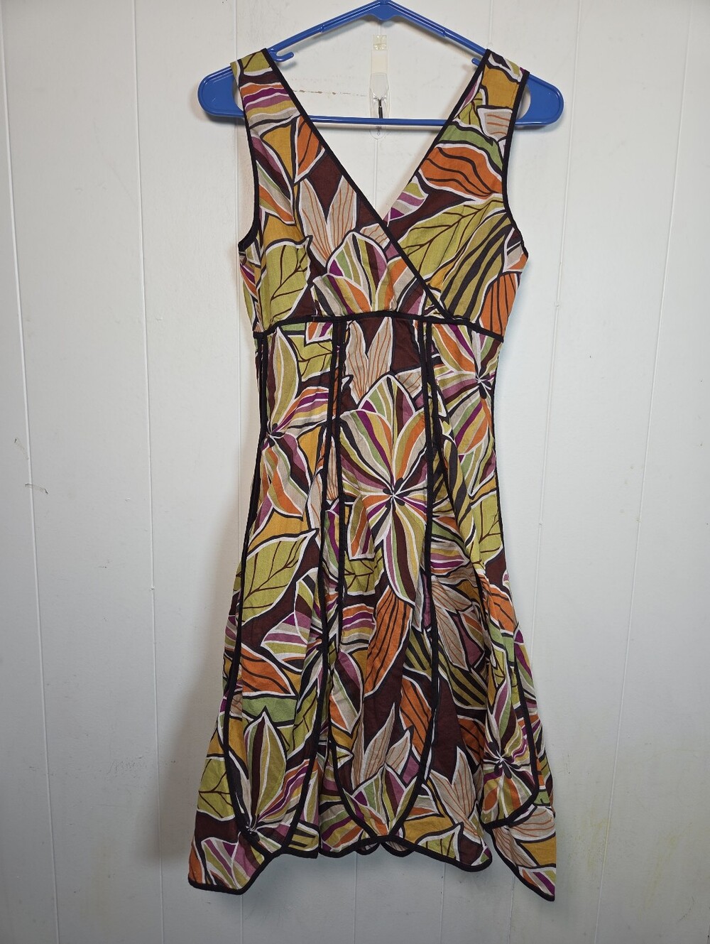 Vtg Y2k Spense Tropical Surplice V Neck Strapless Dress Size 4 Fit N Flare - Picture 2 of 15